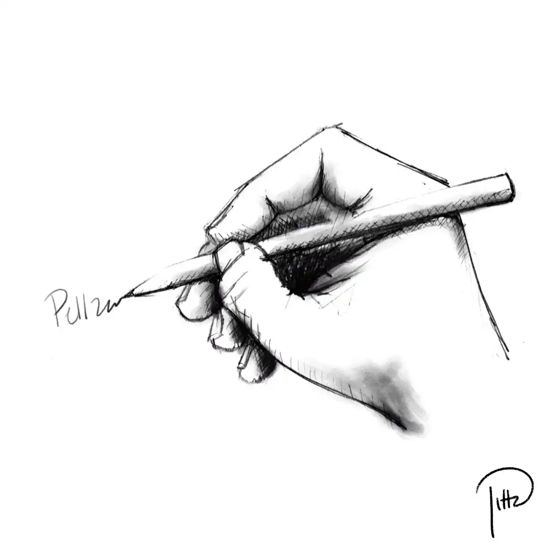 dessin d'une main entrain d'écrire