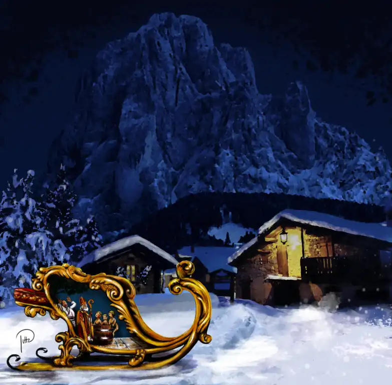 Illustration traîneau dans la neige